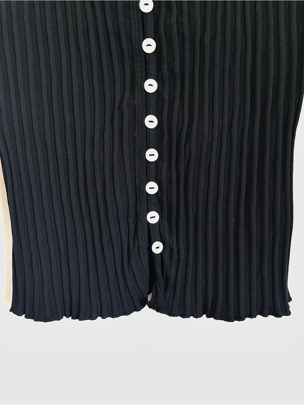 Free People Black Ribbed Button-Front Tank - Picture 11 of 15